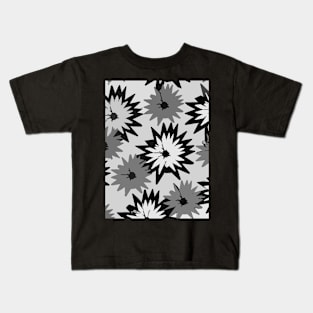 Black and White Flowers Kids T-Shirt